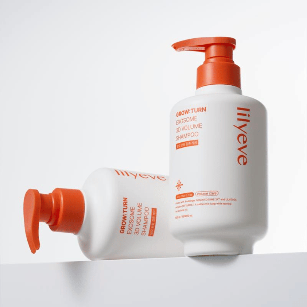 LILYEVE Grow:Turn Exosome 3D Volume Shampoo v 500 ml fľaši s pumpičkou na každodennú starostlivosť o pokožku hlavy