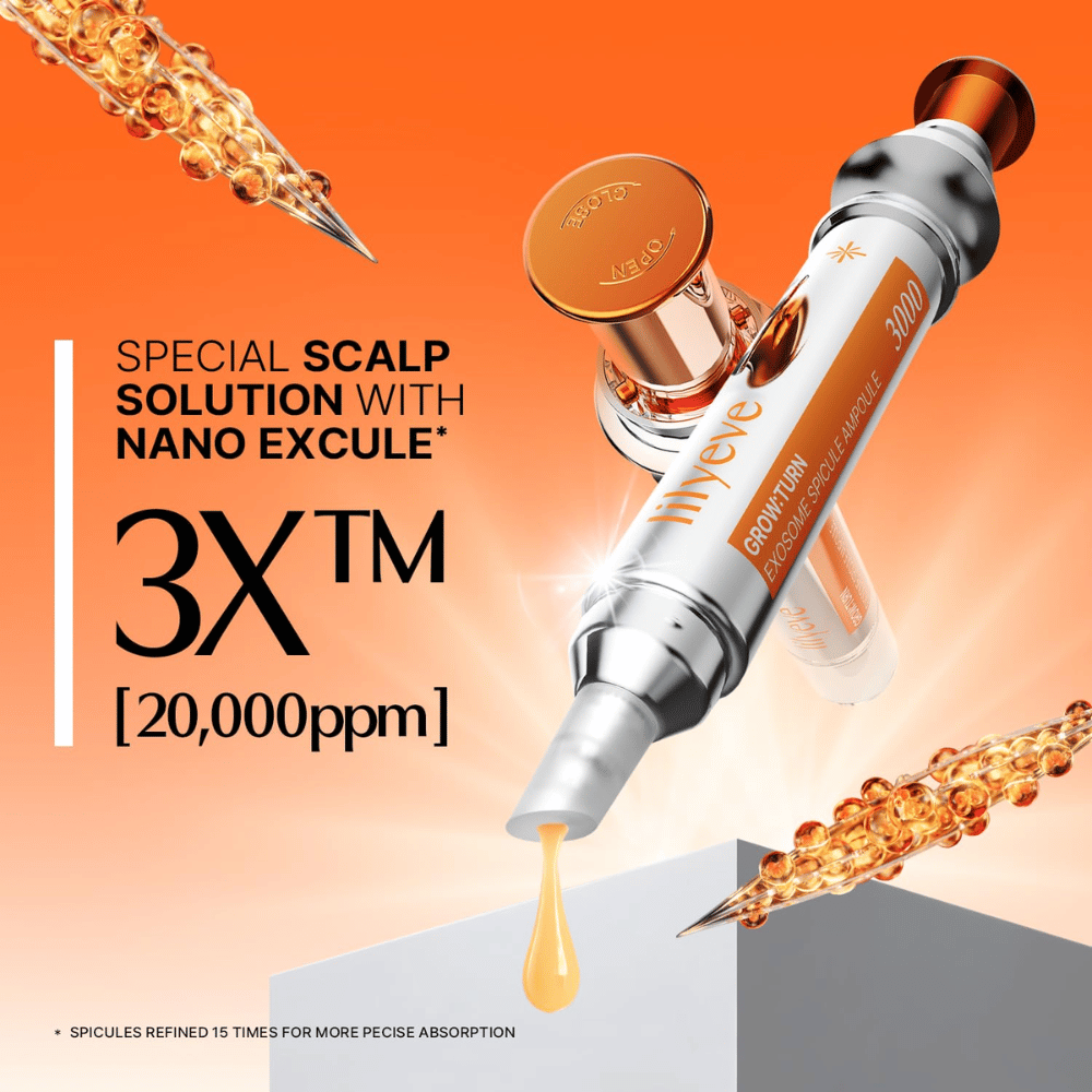LILYEVE Grow Turn Exosome Spicule Ampoule 3000 – koncentrovaná ampulka na vlasovú pokožku s Nano Excule a spikulami na cielenú aplikáciu.
