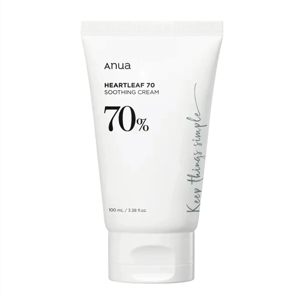 Tuba Anua Heartleaf 70 Soothing Cream na bielom pozadí.