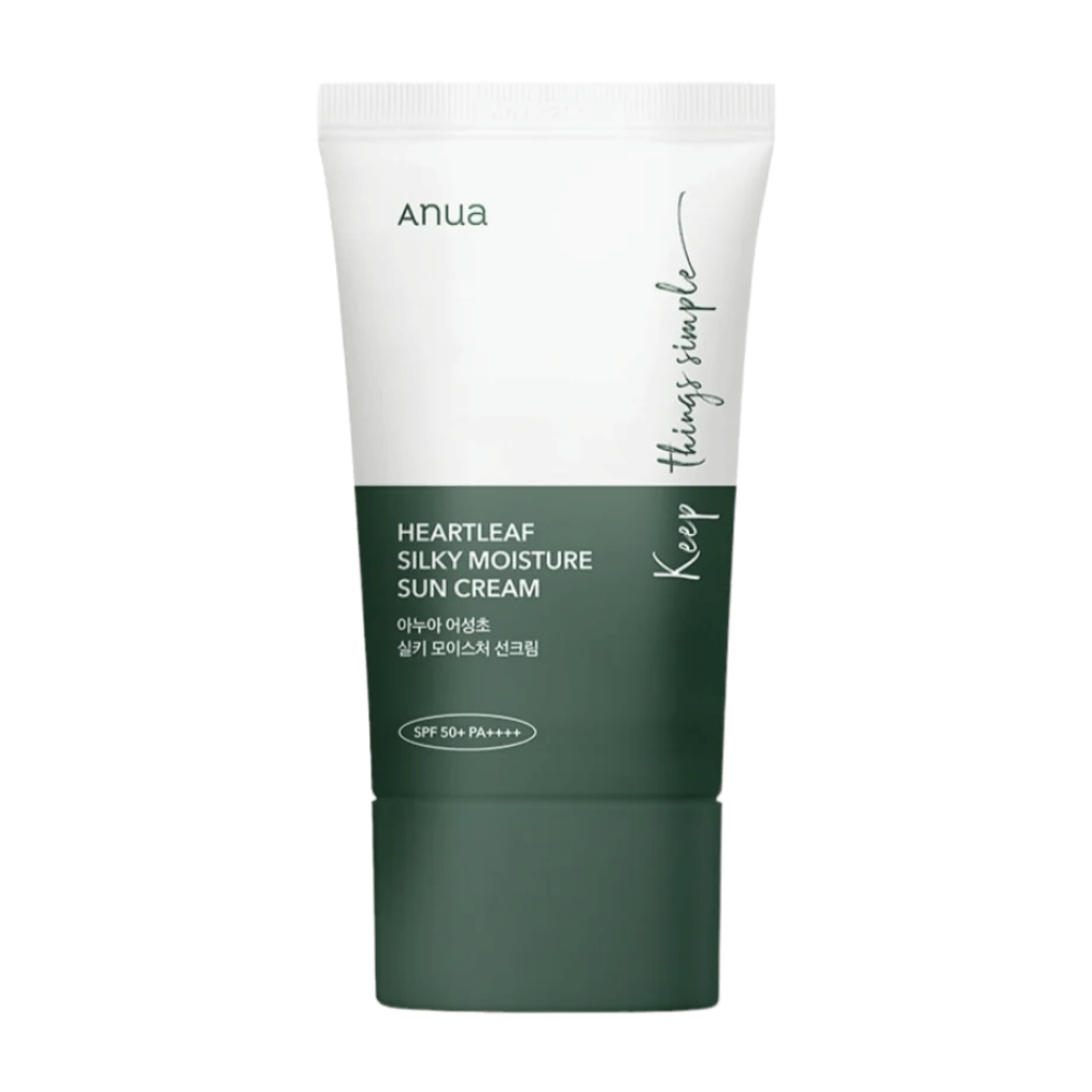 Tuba s "Heartleaf Silky Moisture Sun Cream" od Anua, SPF 50+ PA++++.