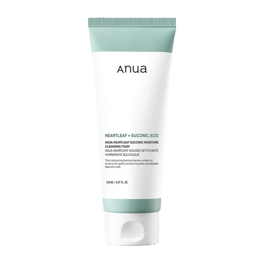 Anua Heartleaf Succinic Moisture Cleansing Foam je jemný, ale účinný čistiaci prostriedok na tvár, ktorý je vhodný pre citlivú pokožku. S extraktom z listov srdcovky a kyselinou jantárovou odstraňuje nečistoty a nečistoty, zatiaľ čo hydratuje a upokojuje pokožku. Perfektné pre každodenné použitie.