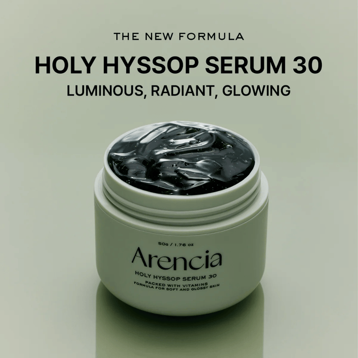 Arencia Holy Hyssop Serum 30 – nové rozjasňujúce sérum s vitamínovou formulou, ktoré poskytuje rovnomerný, žiarivý a zdravý tón pleti.