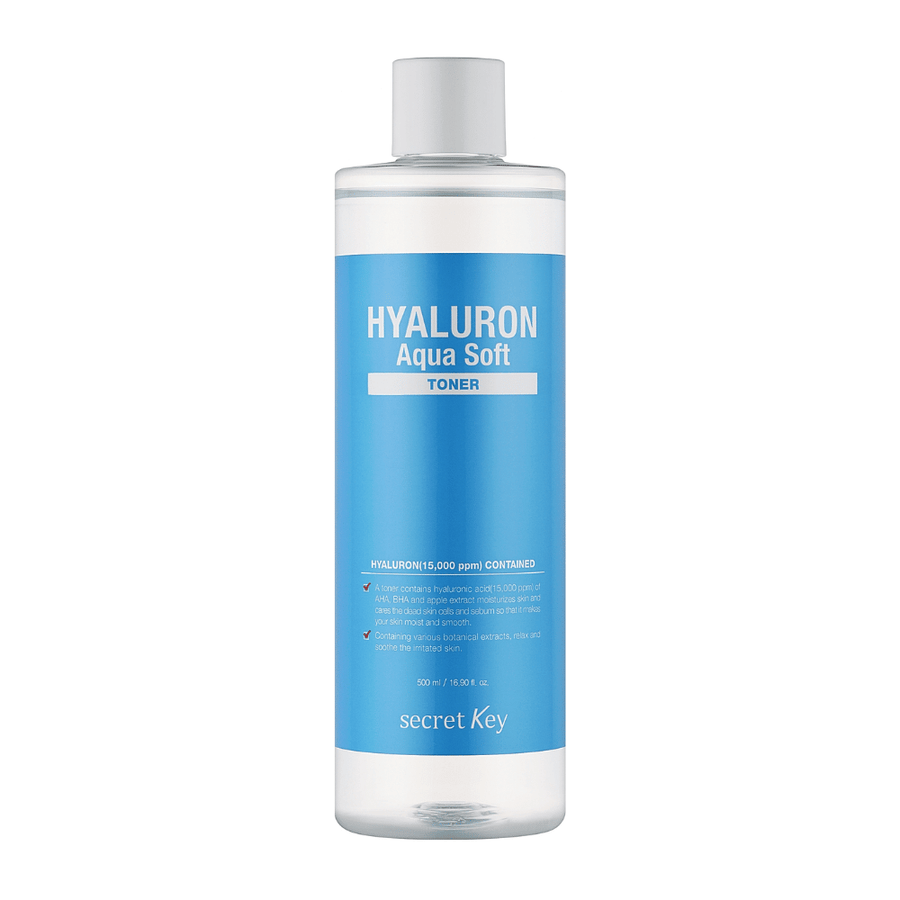 Secret Key Hyaluron Aqua Soft Toner – hydratačný toner s kyselinou hyalurónovou, ktorý poskytuje jemnú, hladkú a osvieženú pokožku s prirodzeným leskom.