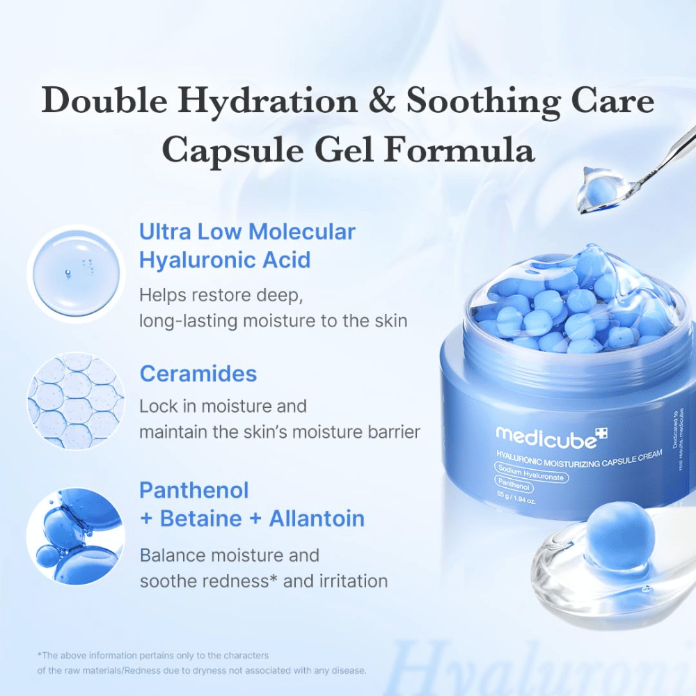 3. Medicube Hyaluronic Moisturizing Capsule Cream – s kyselinou hyalurónovou, ceramidmi, panthenolom, betaínom a alantoínom