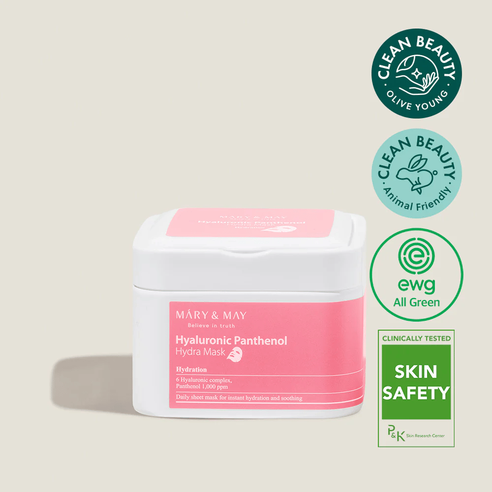 Mary & May Hyaluronic Panthenol Hydra Mask – hydratačná sheet mask so 6 kyselinami hyalurónovými a pantenolom, vegánska a čistá krása