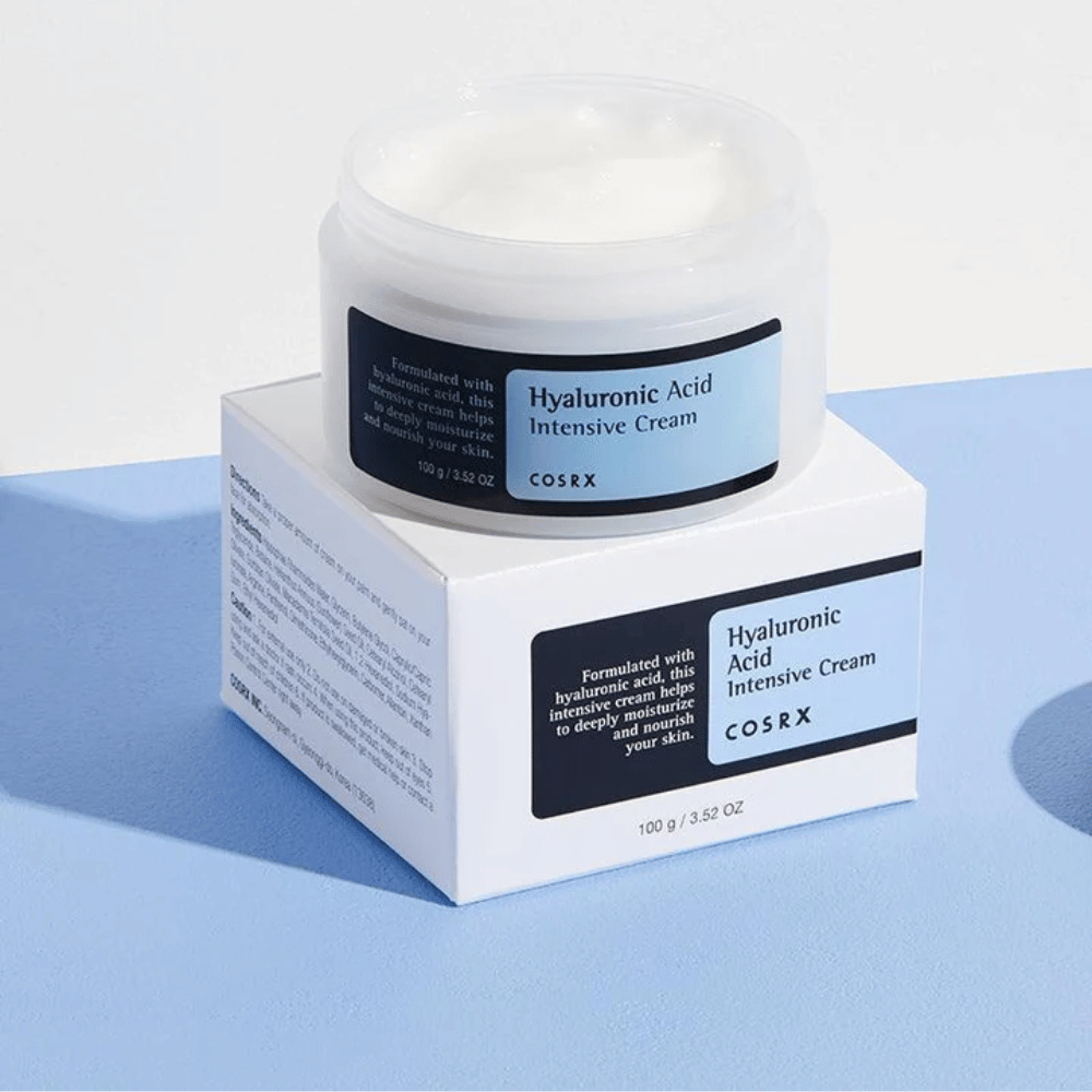 Otvorený COSRX Hyaluronic Acid Intensive Cream – hydratačný pleťový krém s kyselinou hyalurónovou pre suchú a dehydrovanú pokožku