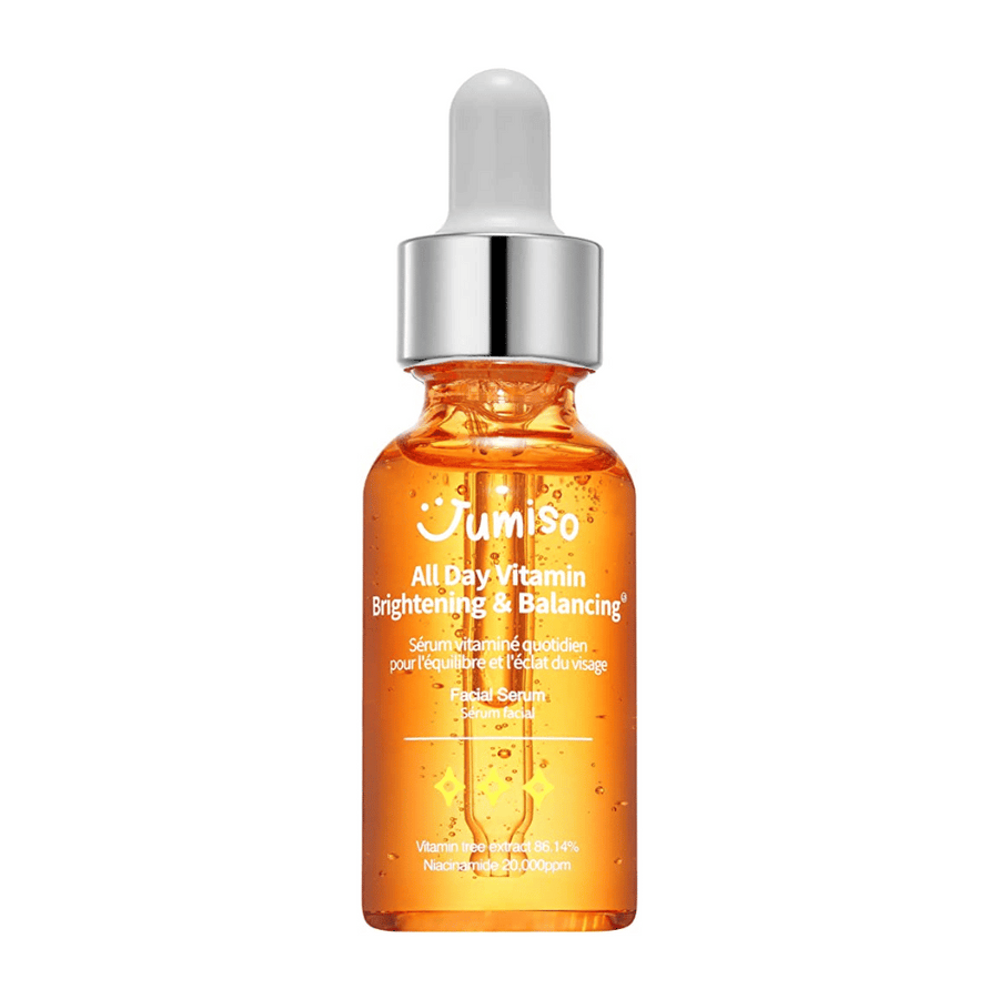 Obrázok JUMISO - All Day Vitamin Brightening & Balancing Facial Serum 30ml s jednoduchým pozadím. Tento produkt je pleťové sérum, ktoré pomáha dodať pokožke lesk a rovnováhu.