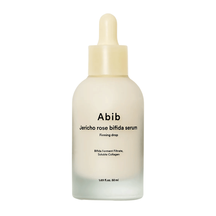 Čistý izolovaný produktový obrázok Abib Jericho Rose Bifida Serum Firming Drop na svetlom pozadí.