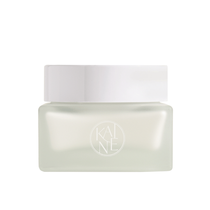 Biela nádoba s KAINE Vegan Collagen Youth Cream 50 ml s bielym viečkom, ktorá podporuje anti-aging a hydratáciu.