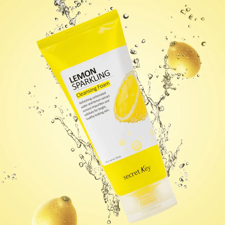 Lemon Sparkling Cleansing Foam od Secret Key – osviežujúci penový čistiaci prostriedok s citrónovým extraktom, ktorý odstraňuje nečistoty a zanecháva pokožku jasnejšiu.