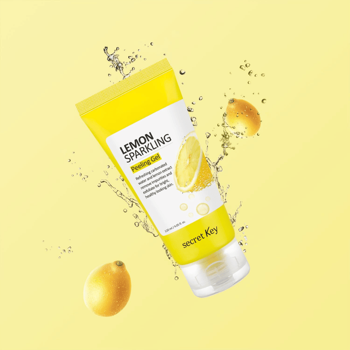 Secret Key Lemon Sparkling Peeling Gel – osviežujúci peelingový gél s citrónovým extraktom, ktorý exfoliuje, zosvetľuje a dodáva pleti žiarivosť.