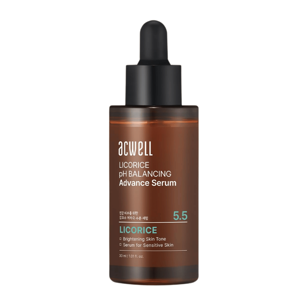 Čistý výrez produktu Acwell Licorice pH Balancing Advance Serum na svetlom pozadí.