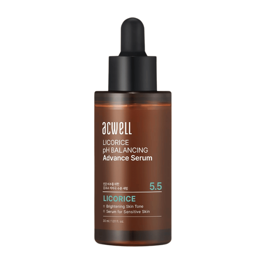 Čistý výrez produktu Acwell Licorice pH Balancing Advance Serum na svetlom pozadí.