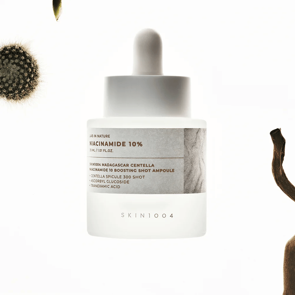 SKIN1004 Madagascar Centella Niacinamide 10 Boosting Shot Ampoule – kórejské sérum s 10 % niacínamidom a centella asiatica pre rovnomernejší tón pokožky, jas a vyváženú pleť.