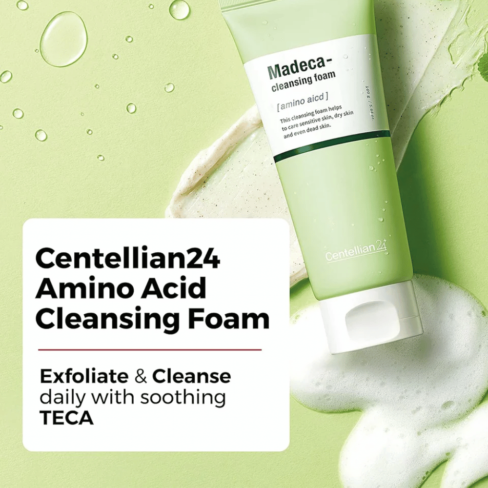 Centellian24 Madeca Amino Acid Cleansing Foam produktový obrázok – kórejská čistiaca pena s TECA a aminokyselinami, ktoré jemne exfoliujú, efektívne čistia pokožku a pomáhajú hydratovať.