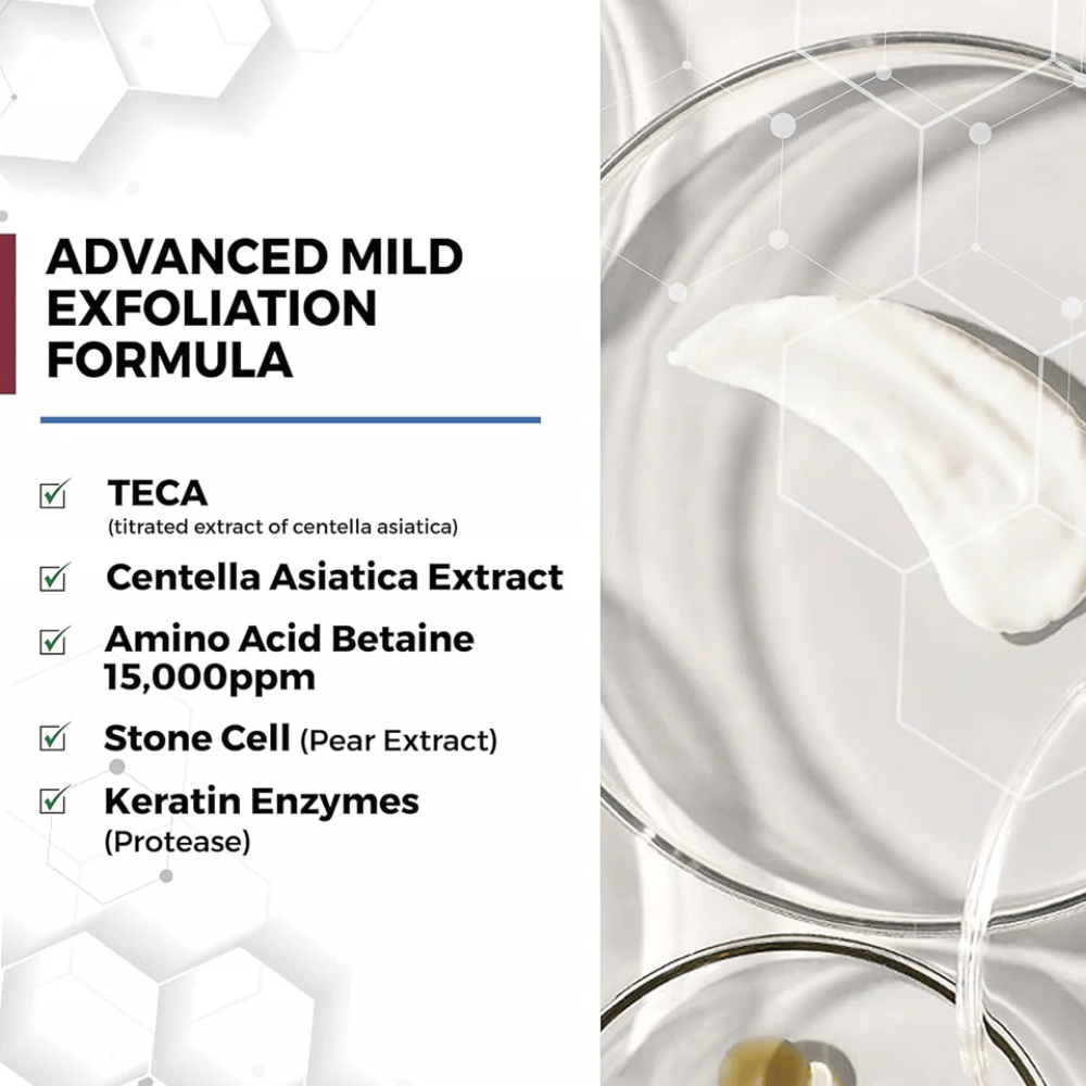 Centellian24 Madeca Amino Acid Cleansing Foam ingrediencie – jemná exfoliačná formula s TECA, extraktom z Centella Asiatica, aminokyselinami a keratínovými enzýmami, ktoré pomáhajú jemne čistiť pokožku a odstraňovať odumreté kožné bunky.