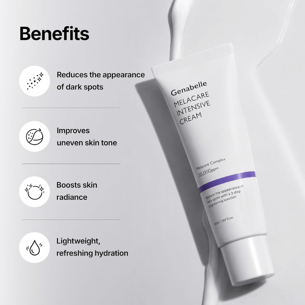 2. Genabelle Melacare Intensive Cream – hydratačný pleťový krém, ktorý pôsobí proti viditeľným tmavým škvrnám, nerovnomernému tónu pleti a dodáva jas