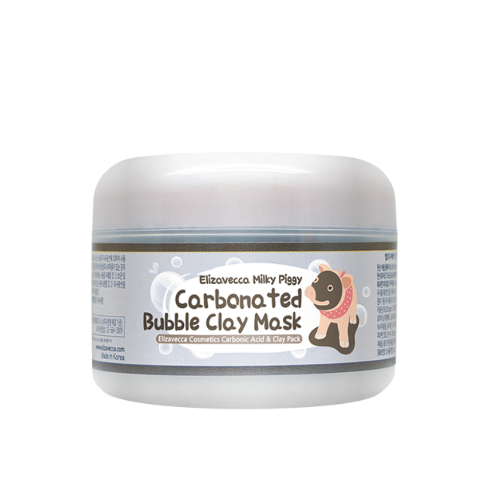 Elizavecca Milky Piggy Carbonated Bubble Clay Mask v nádobe – sýtená bahenná maska, ktorá pení na pokožke a pomáha čistiť póry do hĺbky.