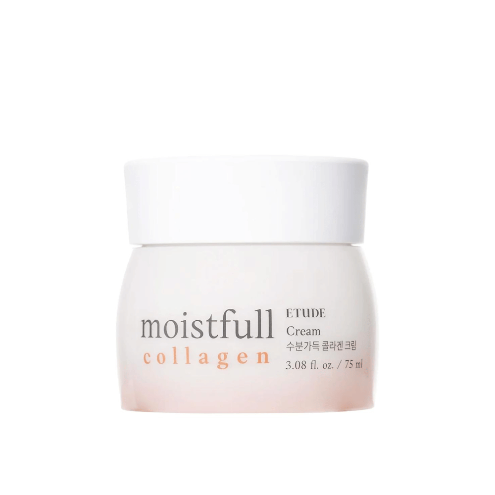 Pohár "Moistfull Collagen Cream" od ETUDE, biele pozadie.