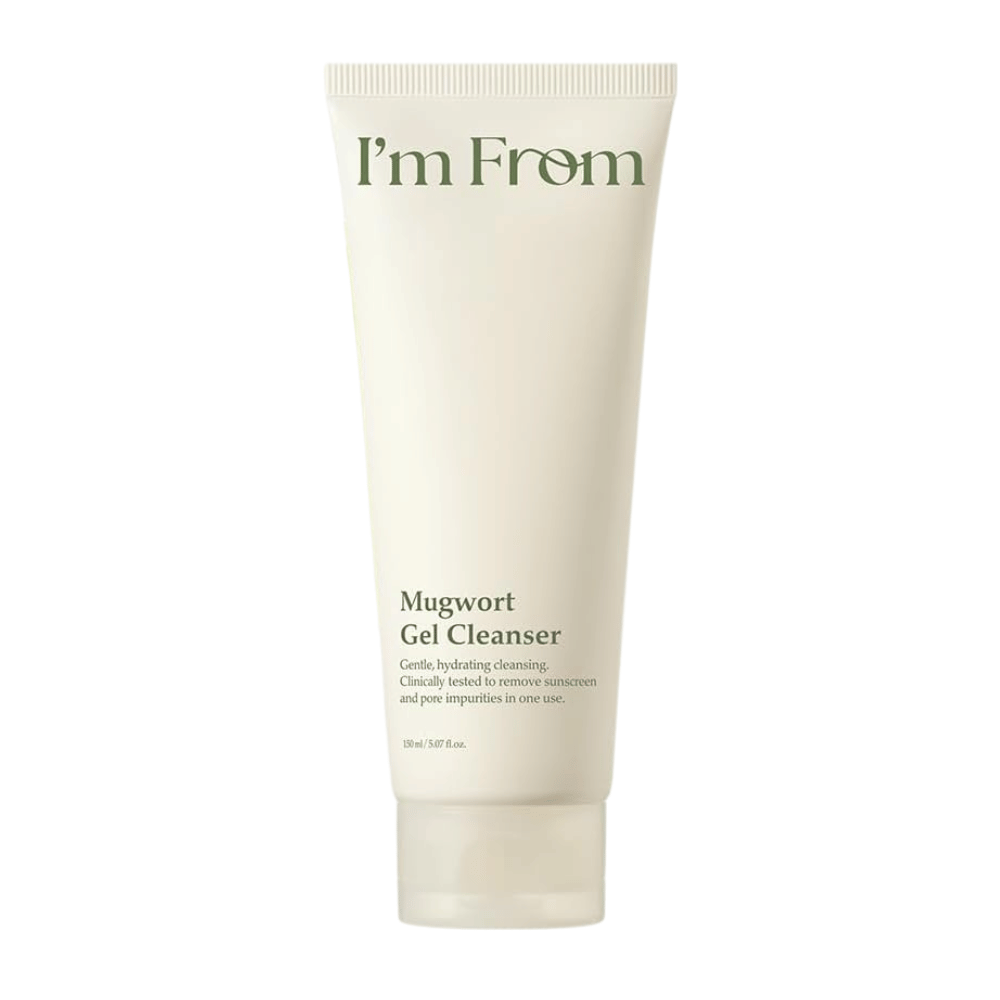 I'm From Mugwort Gel Cleanser 150 ml, jemné a hydratačné čistenie tváre s palinou v svetlobéžovej tube na bielom pozadí.