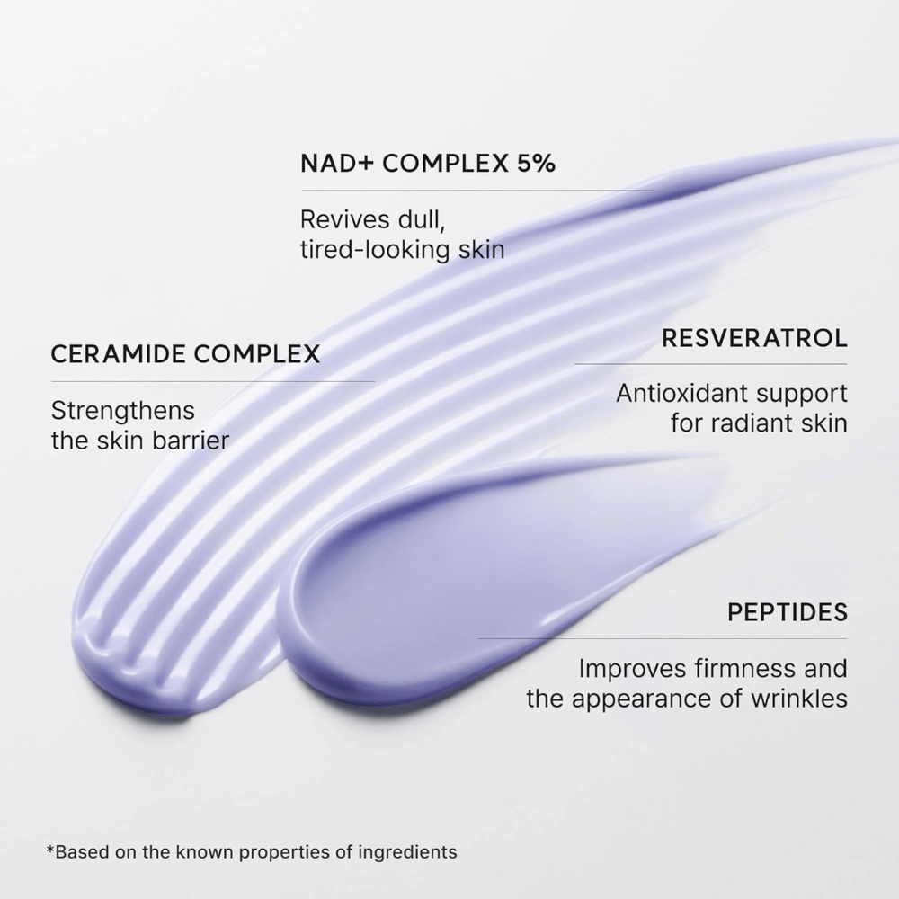 Arencia NAD+ Booster Shot s 5% NAD+ Complex, ceramidovým komplexom, resveratrolom a peptidmi pre žiarivosť, pevnosť a kožnú bariéru.