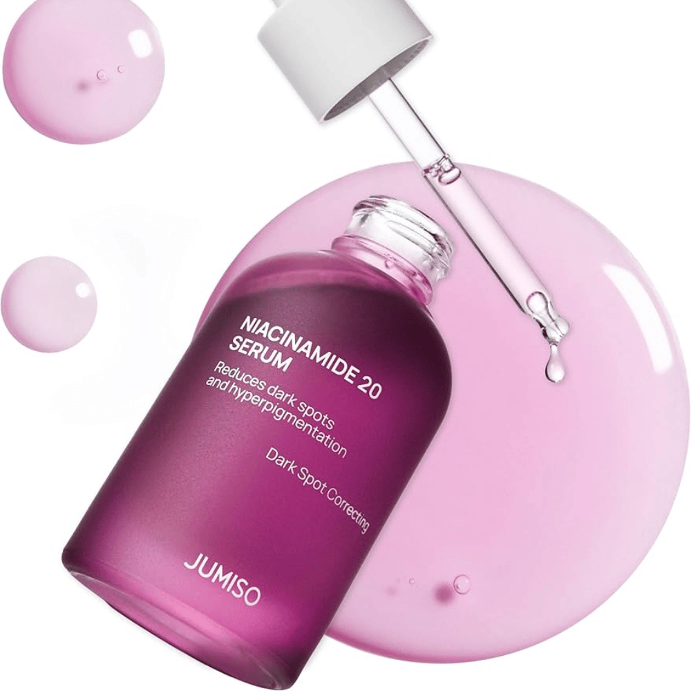 Detailný pohľad na Jumiso Niacinamide 20 Serum – svetloružová textúra, ktorá efektívne zosvetľuje tón pleti a znižuje hyperpigmentáciu.