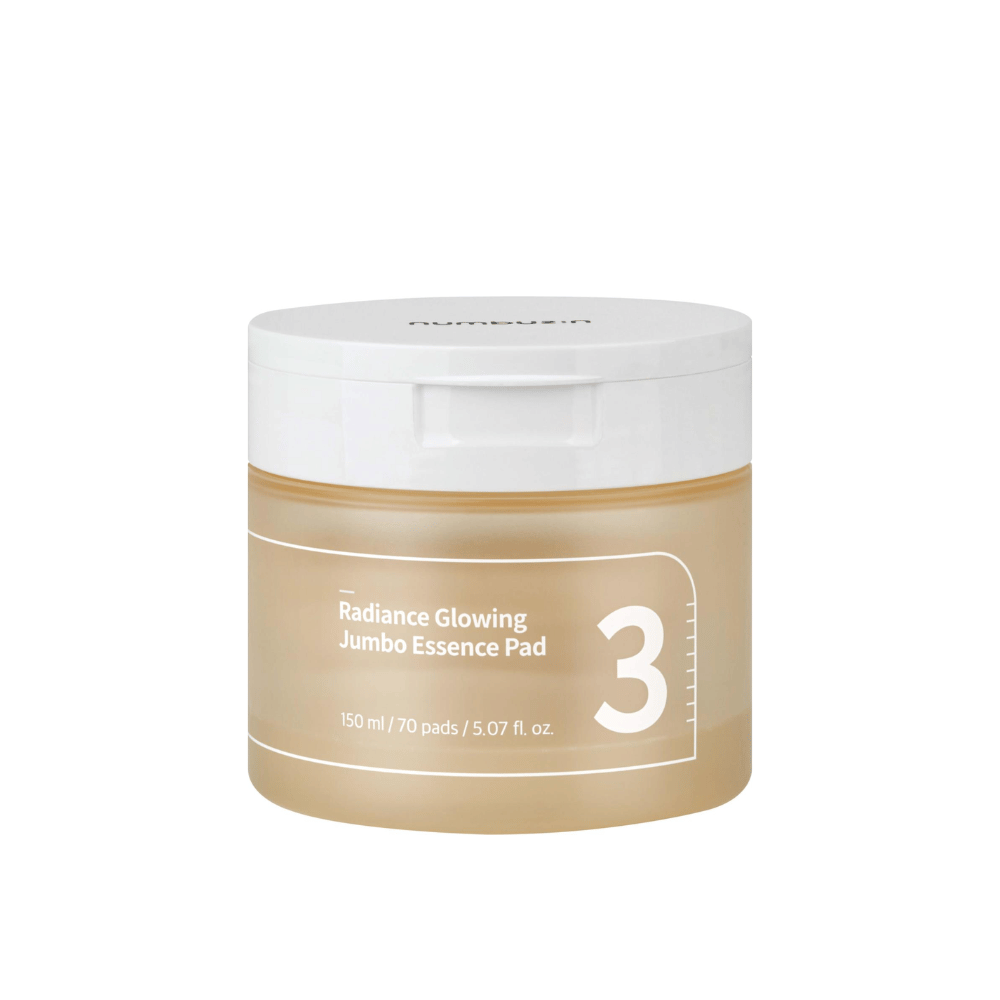 Obrázok produktu uzavretej nádoby s numbuzin No. 3 Radiance Glowing Jumbo Essence Pad, 150 ml / 70 podložiek.
