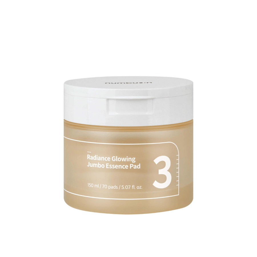 Obrázok produktu uzavretej nádoby s numbuzin No. 3 Radiance Glowing Jumbo Essence Pad, 150 ml / 70 podložiek.