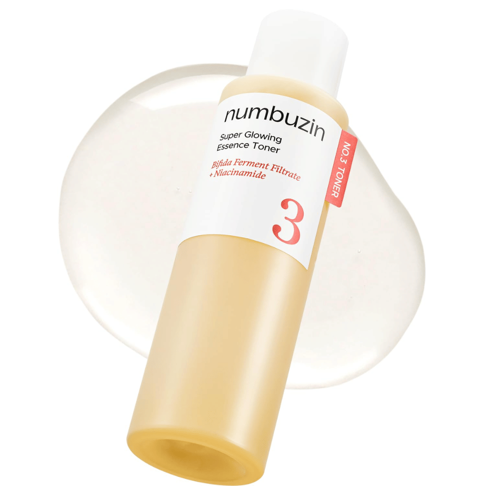 Obrázok produktu Numbuzin No.3 Super Glowing Essence Toner s ľahkou, čírou formulou, ktorá poskytuje prirodzený lesk.