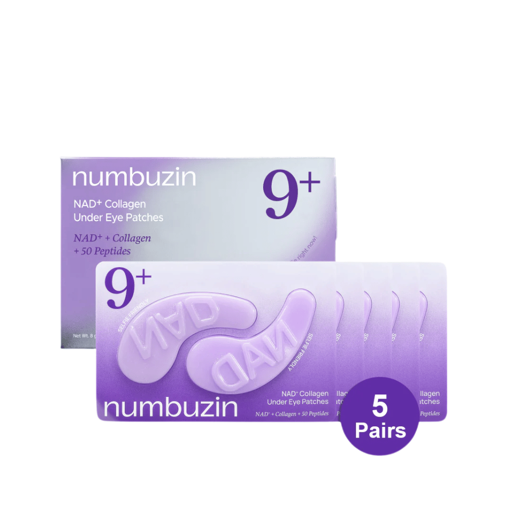 Balenie numbuzen č.9 NAD+ Kolagénové náplasti pod oči – 5 párov kolagénom bohatých náplastí s NAD+ a peptidmi.