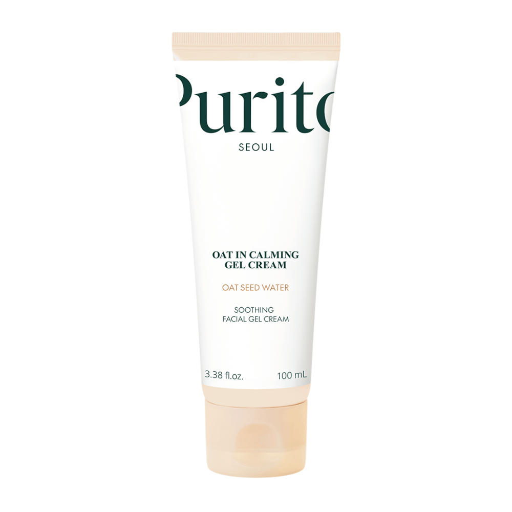 Produktový obrázok na Purito Oat-In Calming Gel Cream 100 ml. Upokojujúci gélový krém na tvár s ovsenou vodou, ktorý upokojuje a hydratuje pokožku.