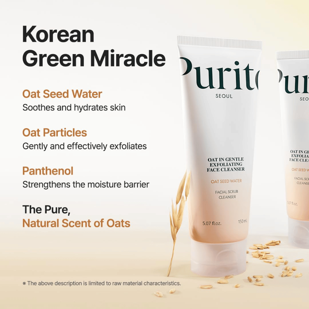 Purito SEOUL exfoliačné čistenie s ovsenou vodou a panthenolom – posilňuje kožnú bariéru a jemne odstraňuje odumreté kožné bunky