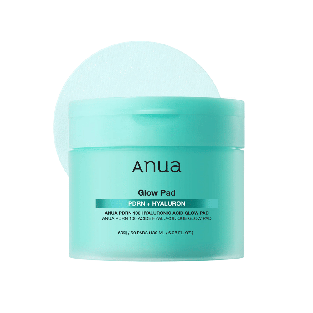 Anua PDRN 100 Hyaluronic Acid Glow Pad v tyrkysovom balení so zdvihnutým padom – hydratačné tonerové podložky pre každodennú hydratáciu a žiarivosť.
