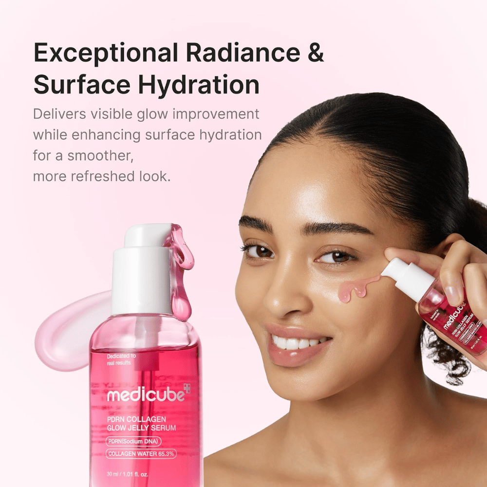 Medicube PDRN Collagen Glow Jelly Serum ktoré poskytuje intenzívnu hydratáciu a prirodzený jas pokožke