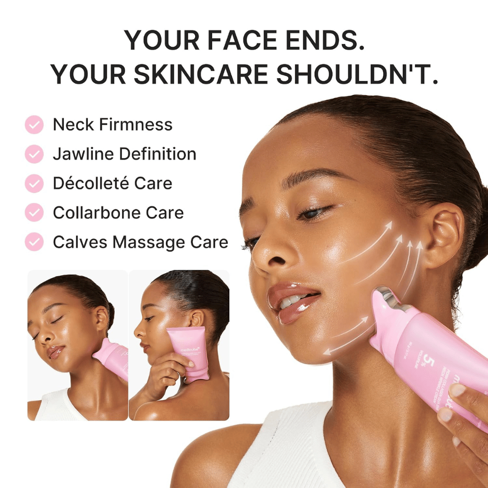 3. Medicube PDRN Collagen Gua Sha Neck Wrinkle Cream – spevňujúca masáž pre krk a líniu čeľuste