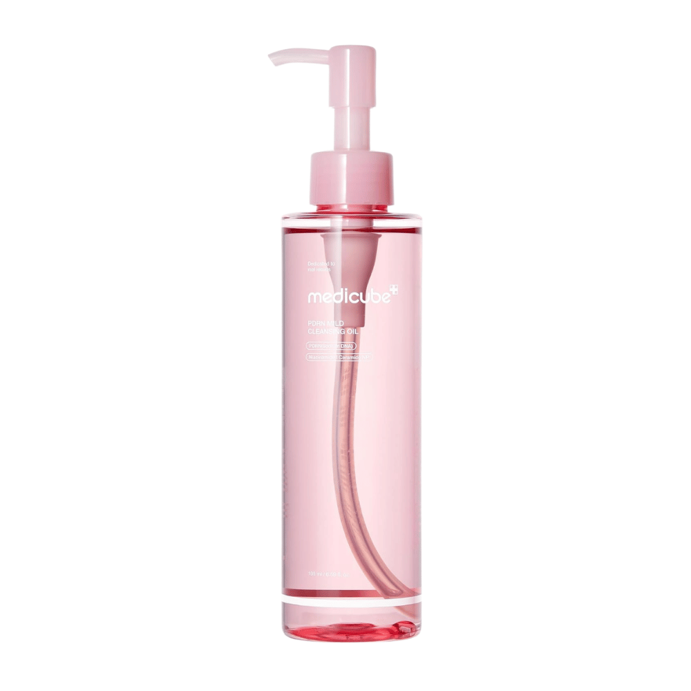 5. Medicube PDRN Mild Cleansing Oil 195 ml – ružový čistiaci olej s pumpičkou na tvár