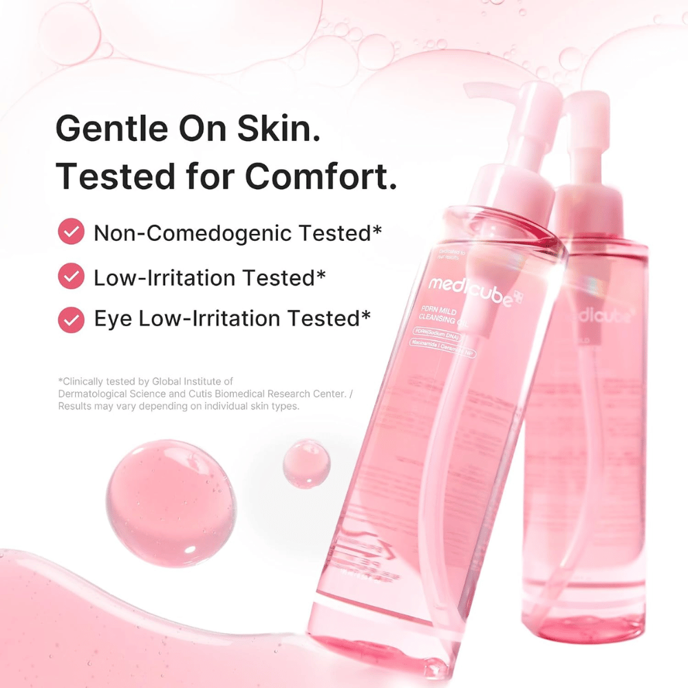 2. Medicube PDRN Mild Cleansing Oil – jemný čistiaci olej testovaný na nízke podráždenie a nekomedogénne vlastnosti