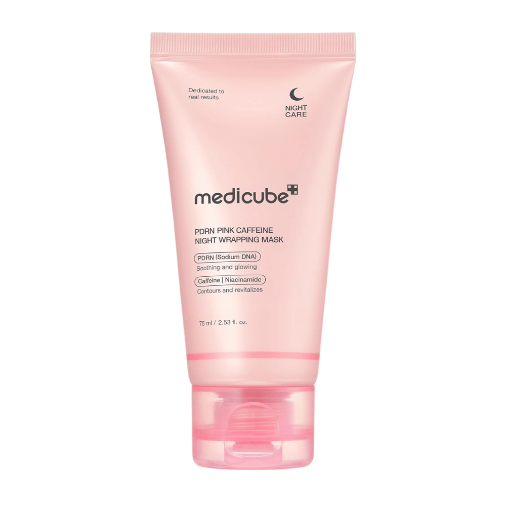 Medicube PDRN Pink Caffeine Night Wrapping Mask 75 ml – kórejská nočná maska s PDRN, kofeínom a niacínamidom pre jas a hydratáciu.