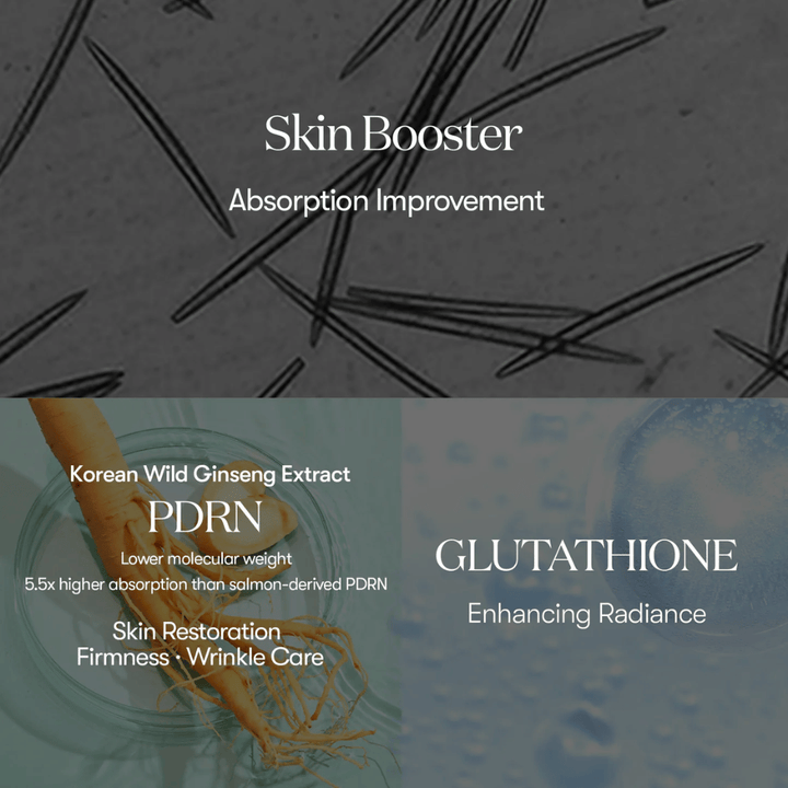 VT Cosmetics PDRN Reedle Shot 100 skin booster so ženšenom PDRN a glutathionom, ktorý posilňuje kožnú bariéru a dodáva zvýšený jas a elasticitu
