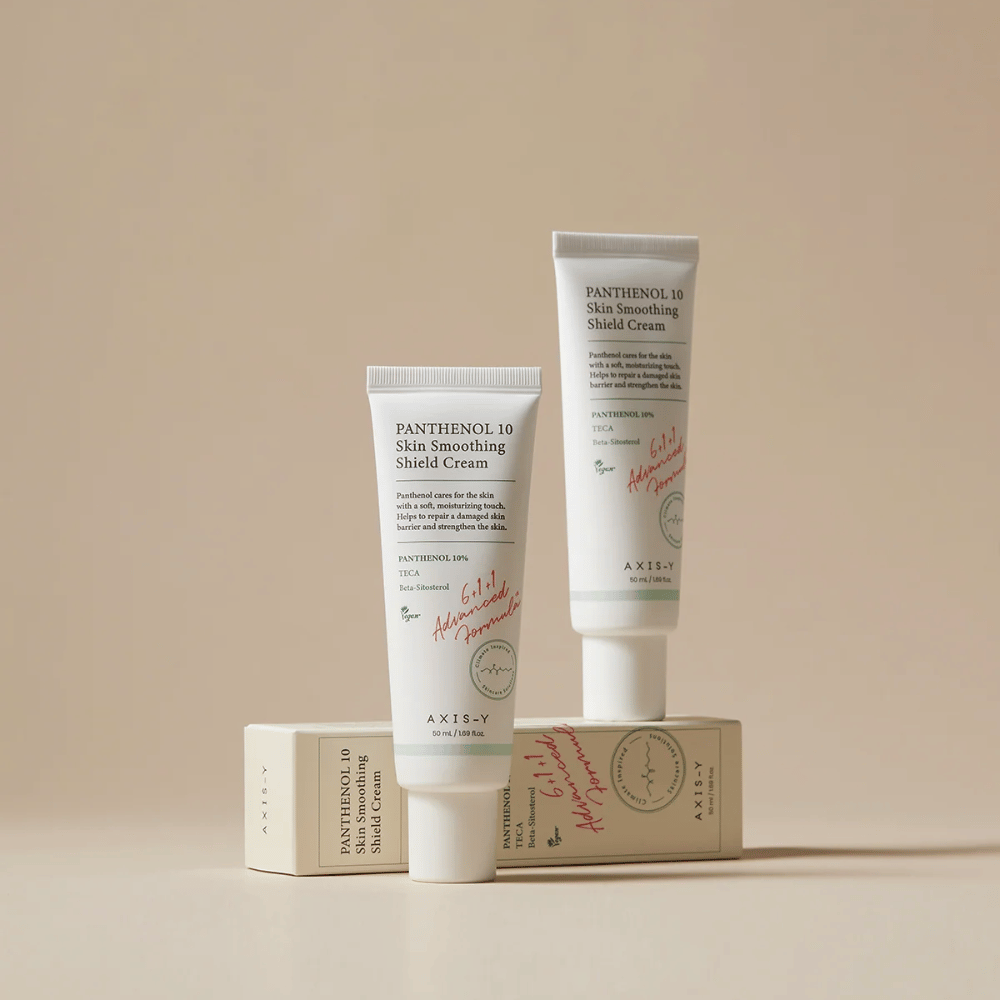 AXIS-Y Panthenol 10 Skin Smoothing Shield Cream s produktom a obalom