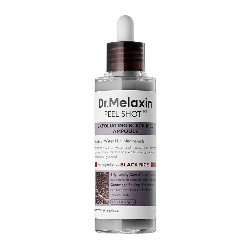 Dr.Melaxin Peel Shot PS Exfoliating Black Rice Ampoule 80ml s niacínamidom a ryžovou vodou pre jemnú chemickú peeling