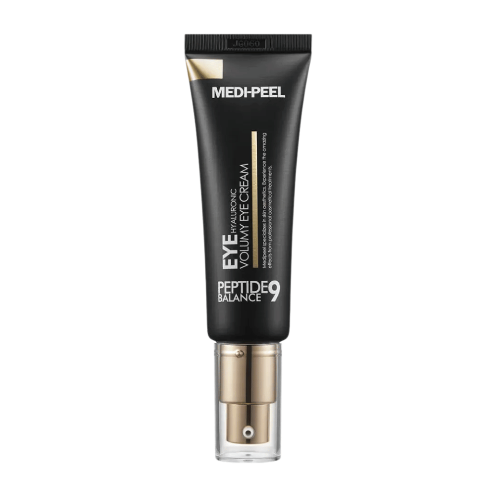 MEDI-PEEL Peptide 9 Hyaluronic Volumy Eye Cream produktový obrázok – kórejský očný krém, ktorý hlboko hydratuje, posilňuje kožnú bariéru a poskytuje pevnejšiu pokožku okolo očného okolia.