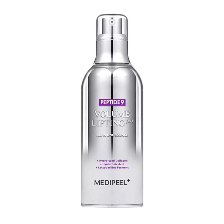 Medi-Peel Peptide 9 Volume Lifting All In One Essence Pro essence – kórejská anti-age essence s peptidmi, kolagénom a kyselinou hyalurónovou, ktoré pomáhajú hydratovať a spevniť pokožku.