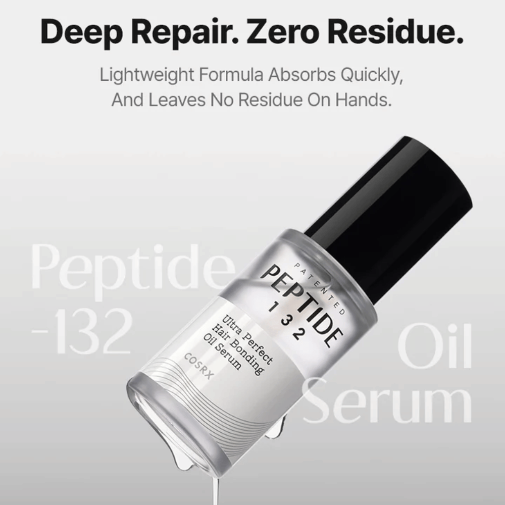 COSRX Peptide 132 Oil Serum – ľahká formula, ktorá sa rýchlo absorbuje a opravuje vlasy bez zanechania zvyškov