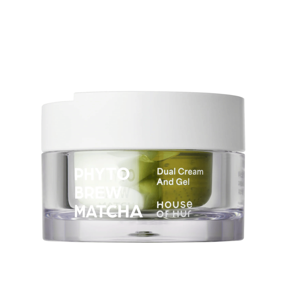 House of Hur Phyto Brew Matcha Dual Cream And Gel pleťový krém s dvojitým zložením, ktorý hydratuje pokožku a ponúka ľahký gél aj bohatý krém v jednom produkte