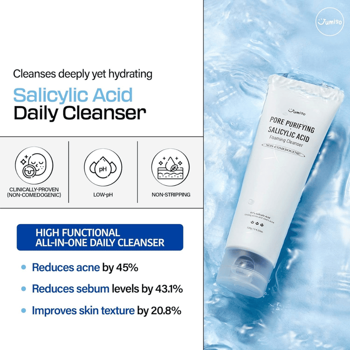 Jumiso Salicylic Acid Foaming Cleanser 0.5% – hĺbkové čistenie tváre kórejskej kozmetiky, ktoré znižuje akné, reguluje maz a zlepšuje textúru pleti
