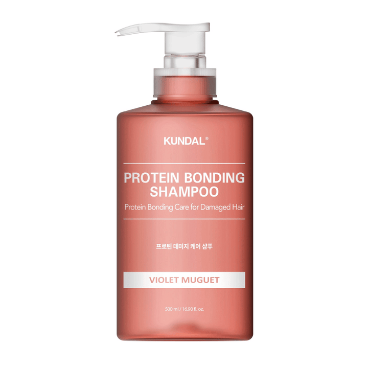 KUNDAL Protein Bonding Shampoo Violet Muguet 500 ml v pumpovacej fľaši na bielom pozadí.