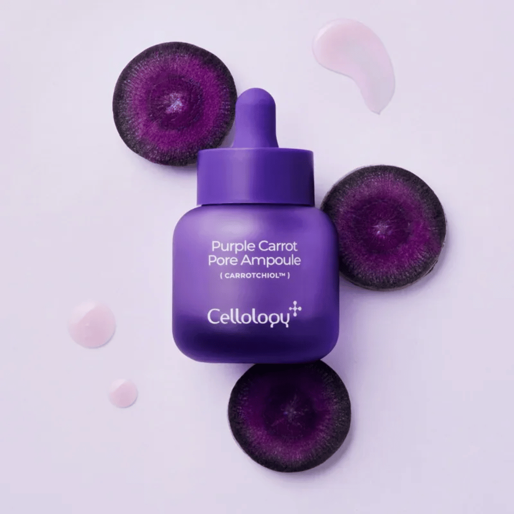 Cellology Purple Carrot Pore Ampoule s fialovou mrkvou a Carrotchiolom na starostlivosť o póry a hladší pocit pleti.
