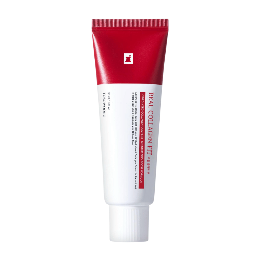 Tosowoong Real Collagen Fit je účinný hydratačný krém s hydrolyzovaným kolagénom, ktorý posilňuje elasticitu pokožky a hĺbkovo hydratuje. Perfektné na dodanie prirodzeného lesku pleti a ochranu jej bariéry. Vhodné pre všetky typy pleti na každodenné použitie.
