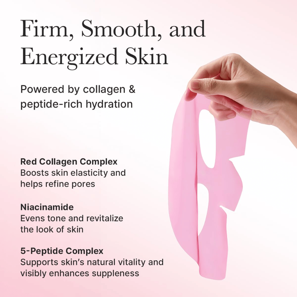 Výhody Arencia Red Collagen Jello Mask – obohatená o červený kolagén, niacínamid a peptidy, ktoré posilňujú elasticitu, vyrovnávajú tón pleti a dodávajú energiu pokožke.